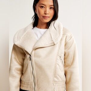 Abercrombie & Fitch Cream Shearling Jacket
